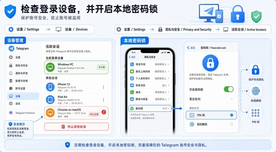 Telegram 隐私设置怎么调?新手账号安全设置指南 配图 3